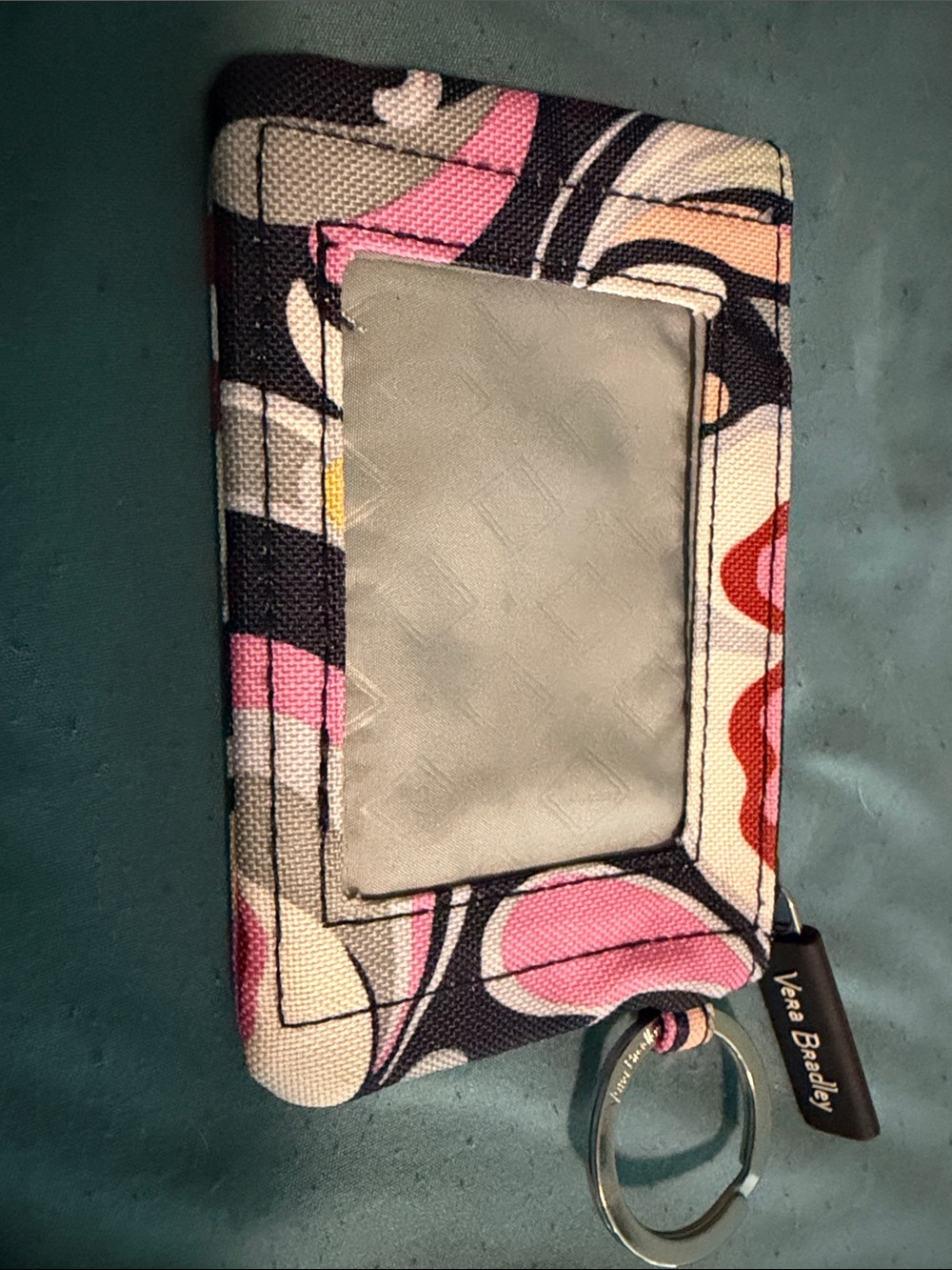 Vera Bradley Abstract Floral ID Holder in Pink, Black, Cream